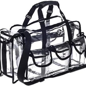 Clear PVC Travel Makeup Organizer Bag with 6 Pockets and Built-in Tissue Holder