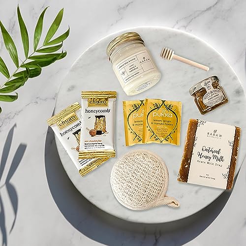 RaRaw Botanicals Birthday Self Care Gift Box with Soap, Candle, Loofah, Tea, Chocolate - Image 3