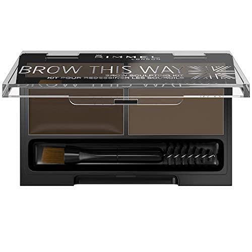 Rimmel Brow This Way Sculpting Kit Dark Brown, 0.04 oz Powder, 0.03 oz Wax - Image 3