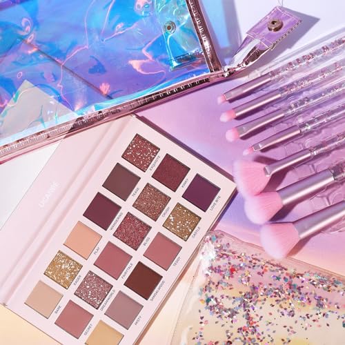 UCANBE 18 Color Nude Eyeshadow Makeup Kit with 7 Soft Brushes and Pink Bag for Women and Teens - Image 5