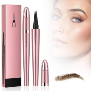 Upgraded Waterproof 4-Tip Microblading Eyebrow Pencil, Long-lasting Dark Brown Makeup