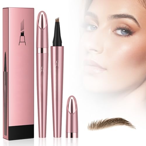 Upgraded Waterproof 4-Tip Microblading Eyebrow Pencil, Long-lasting Dark Brown Makeup