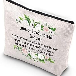 WCGXKO Junior Bridesmaid Zipper Makeup Pouch Bag Gift for Maid of Honor Proposal