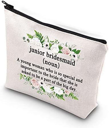 WCGXKO Junior Bridesmaid Zipper Makeup Pouch Bag Gift for Maid of Honor Proposal