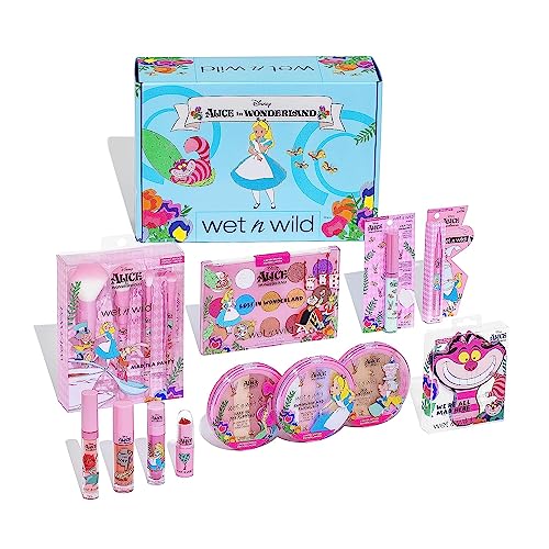 Wet n Wild Alice in Wonderland Makeup Collection Gift Set with Brushes, Palettes, and Vegan Lip Glosses