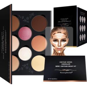 Youngfocus 8-Color Cream Contour and Highlight Makeup Kit Vegan Hypoallergenic