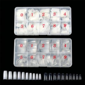 1000 Piece Clear French Acrylic Nail Tips Half Cover with Storage Case