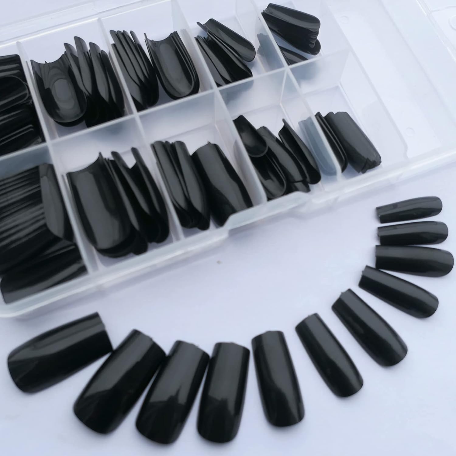 120pc Black Ballerina Press-On Nails - Glossy Full Cover Acrylic for Beginners