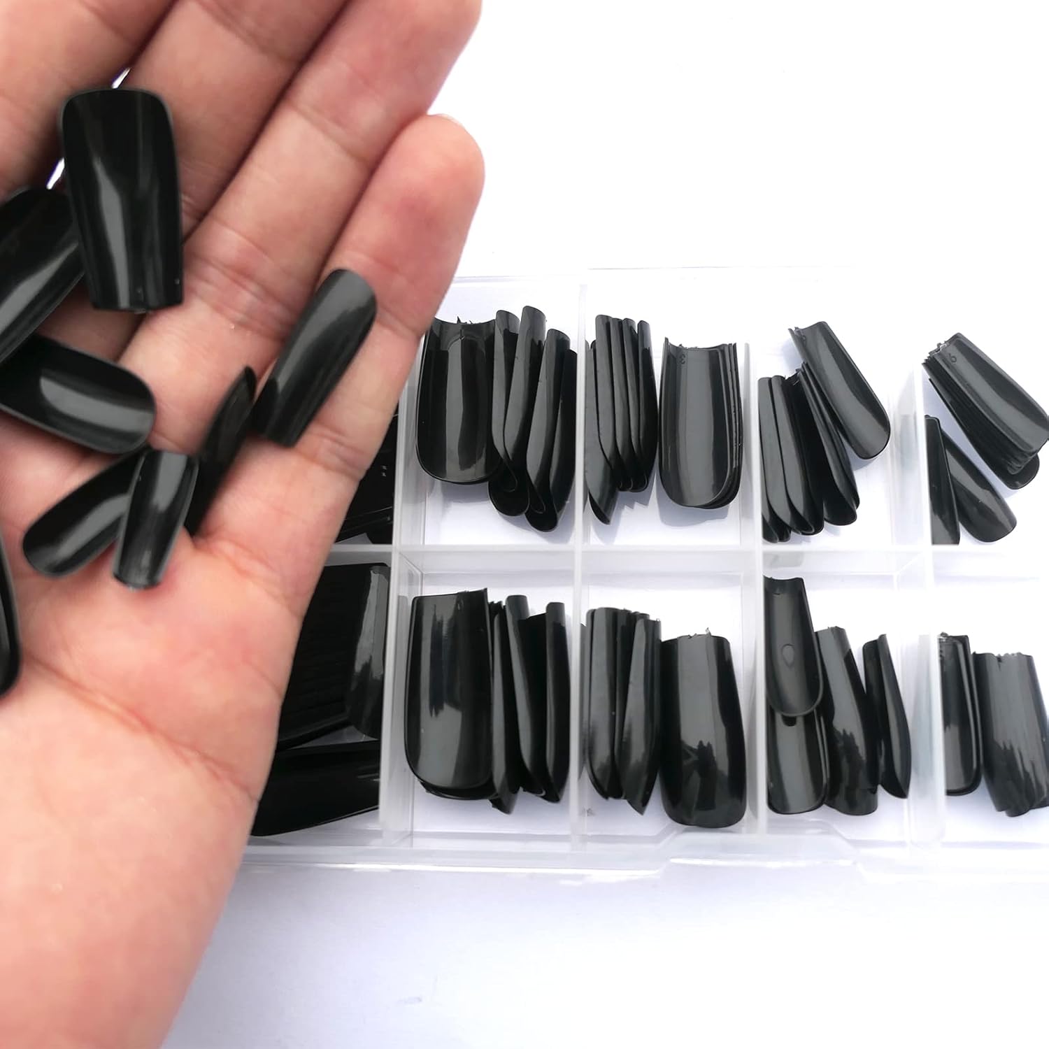 120pc Black Ballerina Press-On Nails - Glossy Full Cover Acrylic for Beginners - Image 4