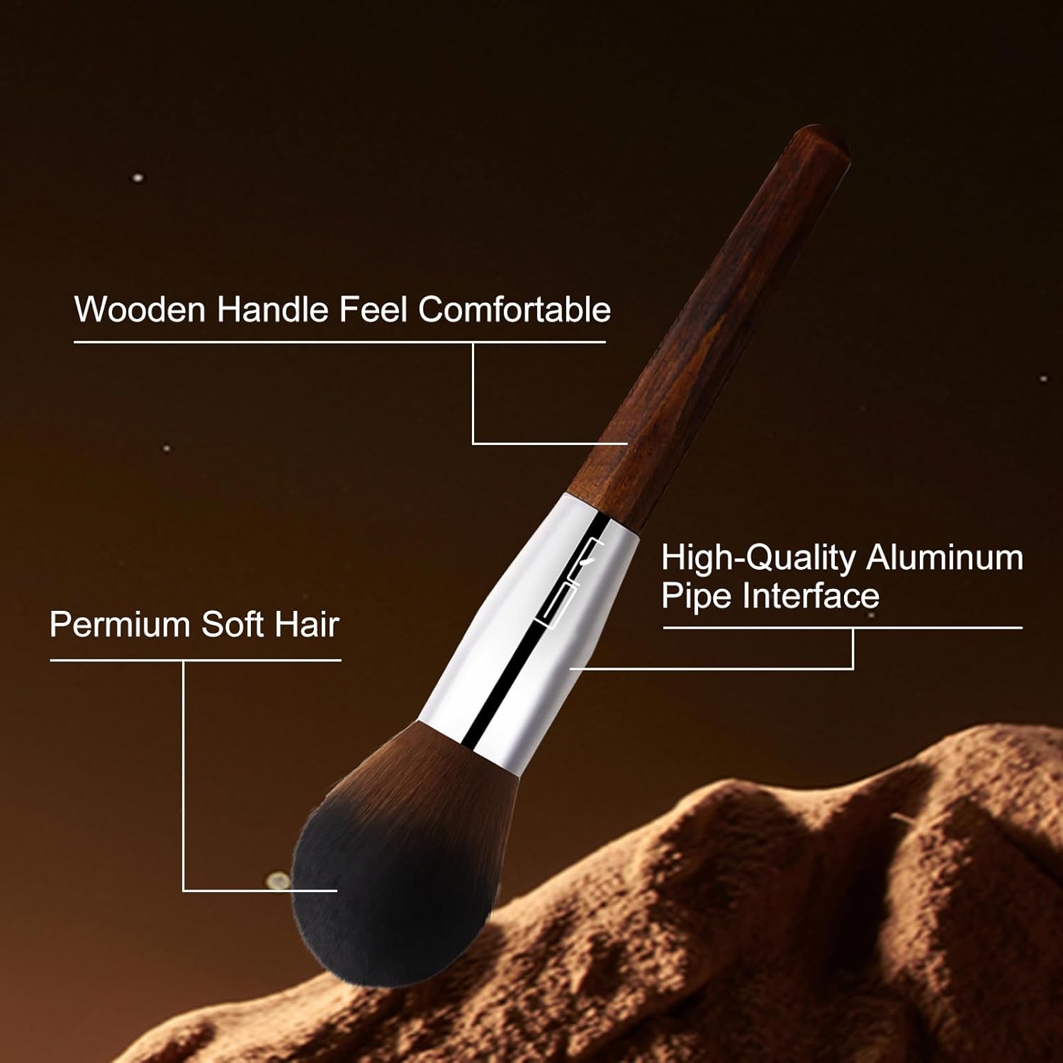 12Pcs Professional Makeup Brush Set for Foundation, Eyeshadow, Blush & Lips (Brown) - Image 5