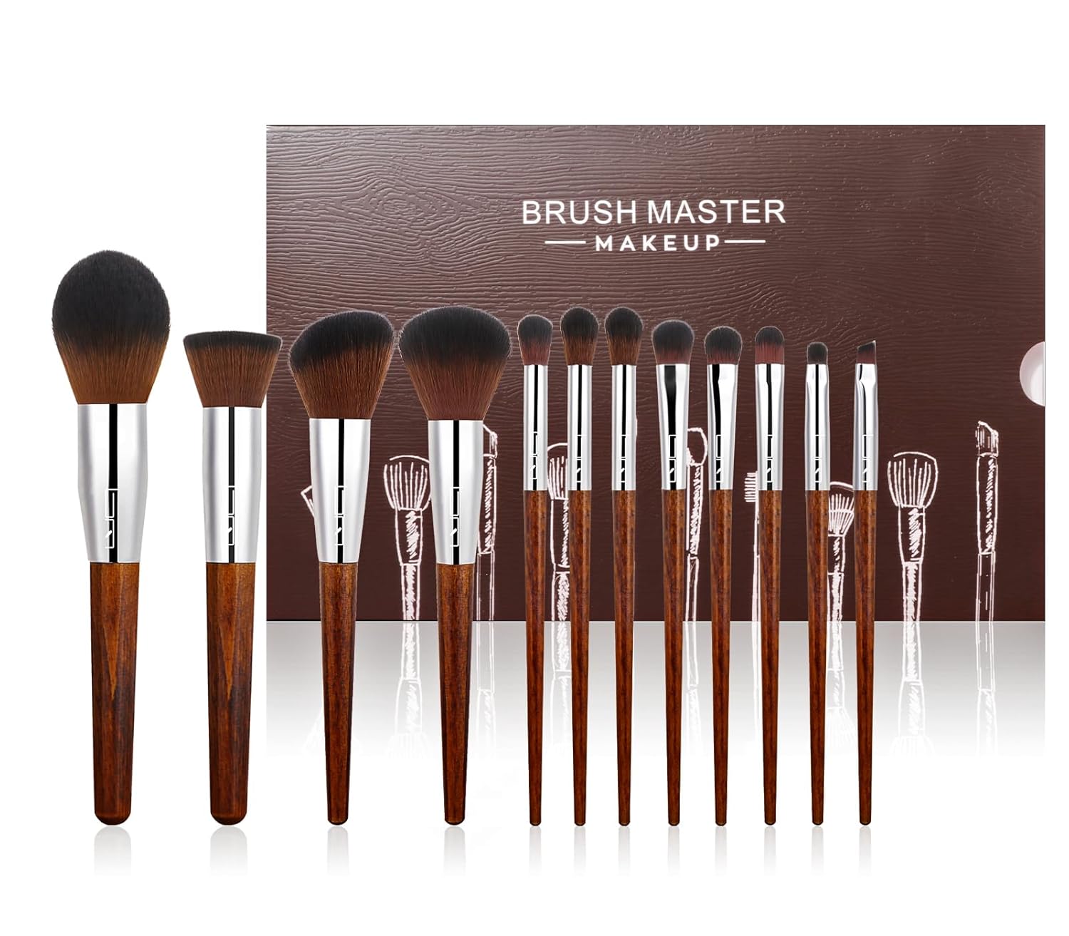12Pcs Professional Makeup Brush Set for Foundation, Eyeshadow, Blush & Lips (Brown) - Image 2