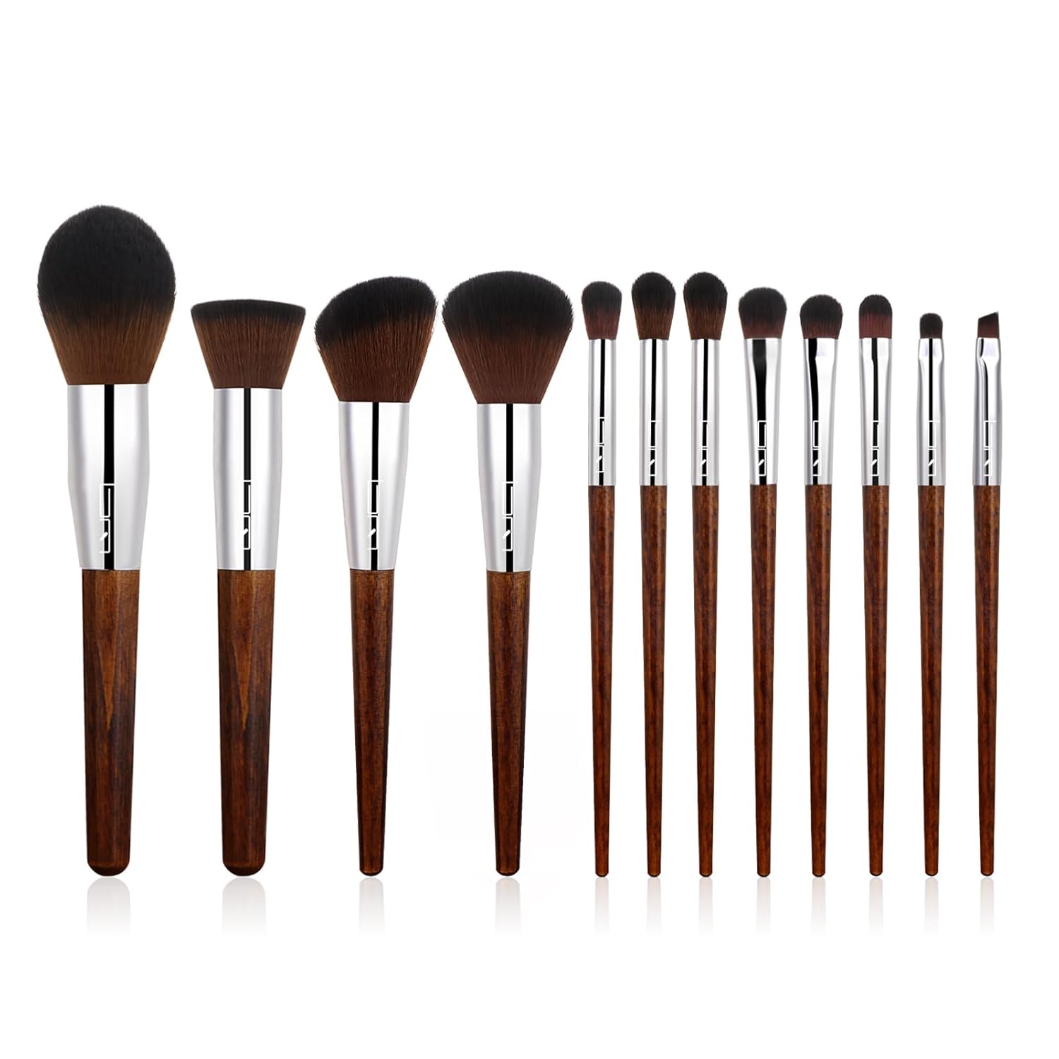 12Pcs Professional Makeup Brush Set for Foundation, Eyeshadow, Blush & Lips (Brown)
