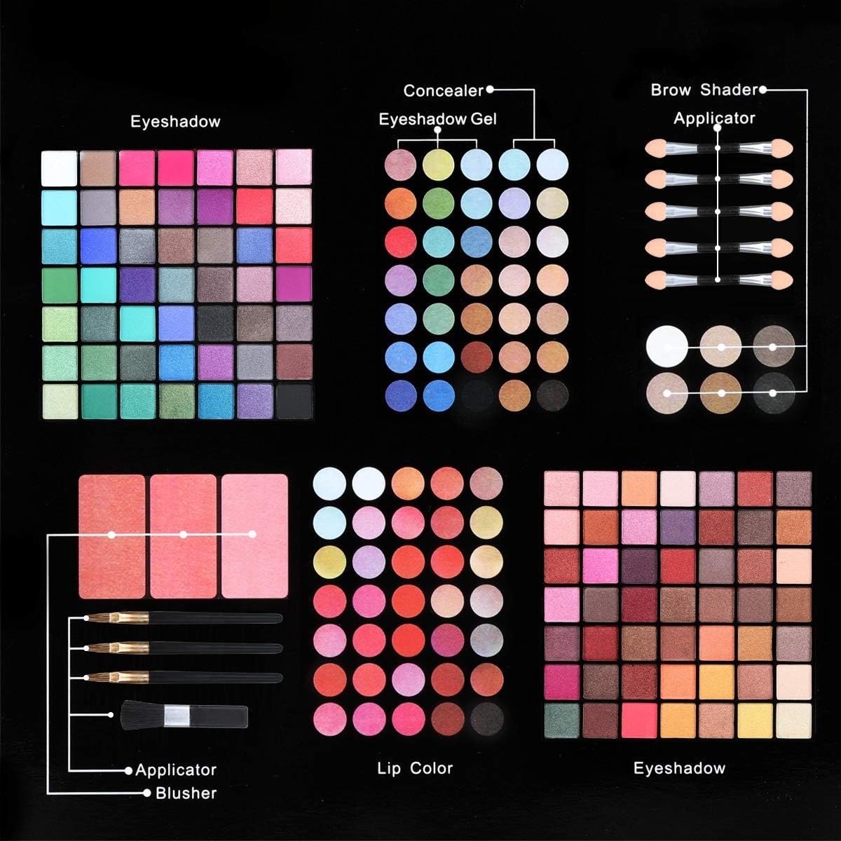 177 Color Hotrose Full Pink Eyeshadow Palette Blush Lip Gloss Concealer Kit Beauty Makeup Set,All-in-One Makeup Kit with Mirror, Applicators - Image 3