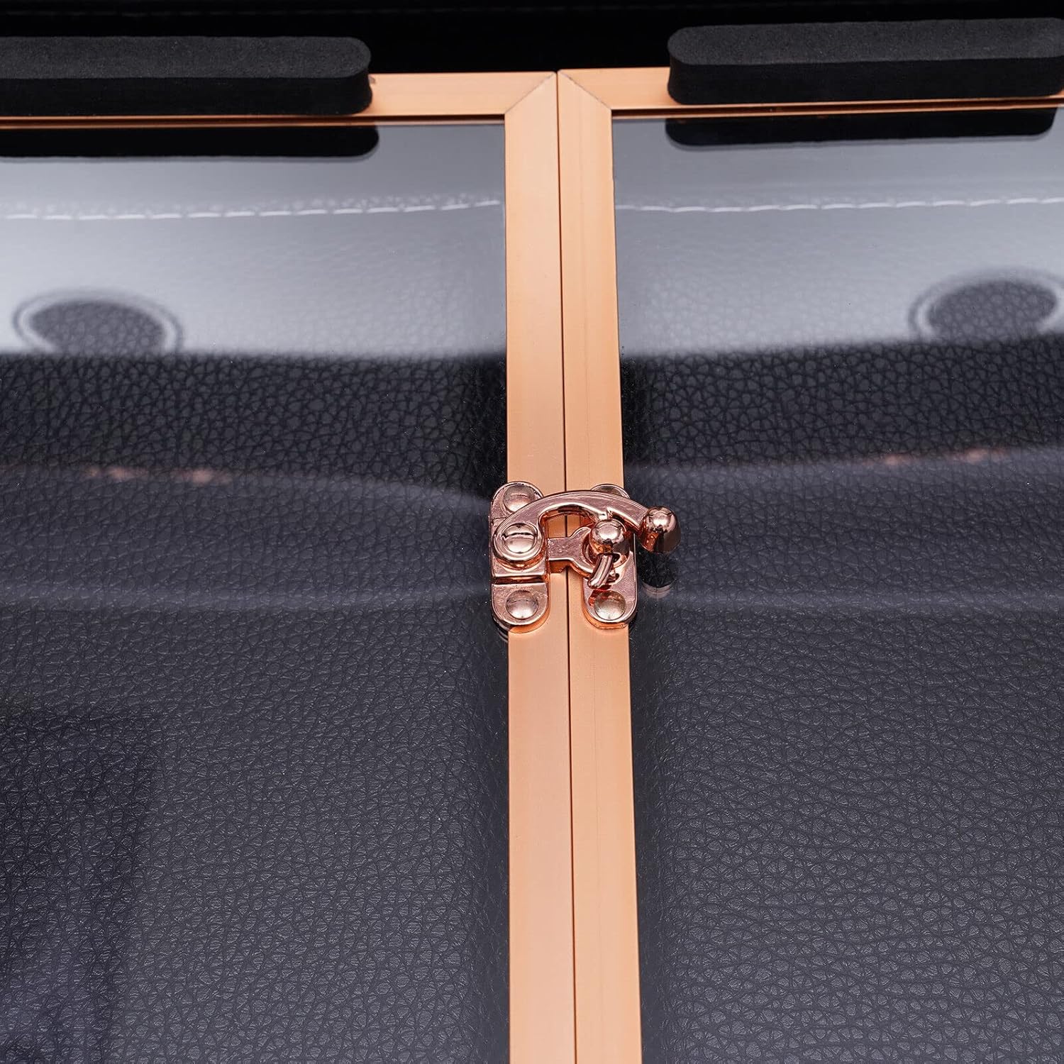 2-Layer Rose Gold Makeup Train Case with LED Lights and Mirror - Image 7
