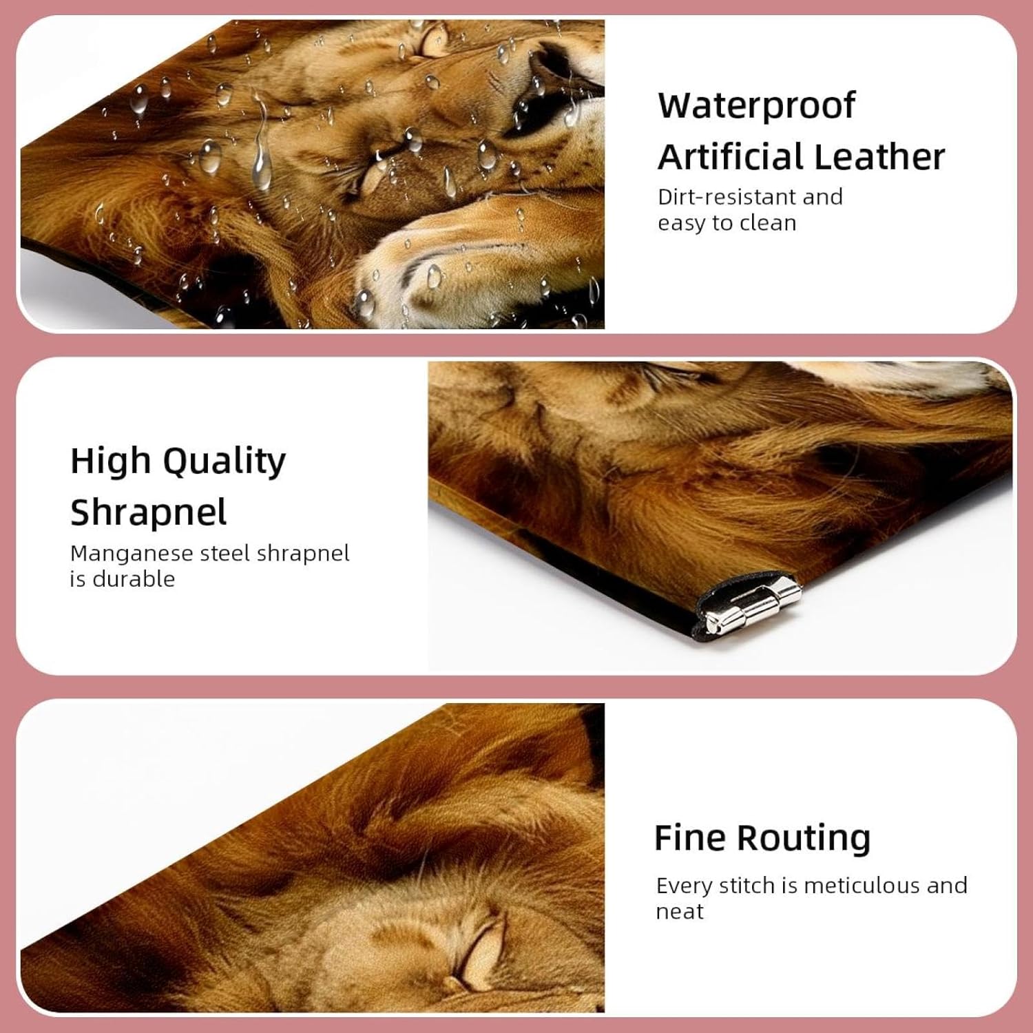 2 Pack Faux Leather Mini Makeup & Jewelry Storage Pouch, Lion Design - Image 4