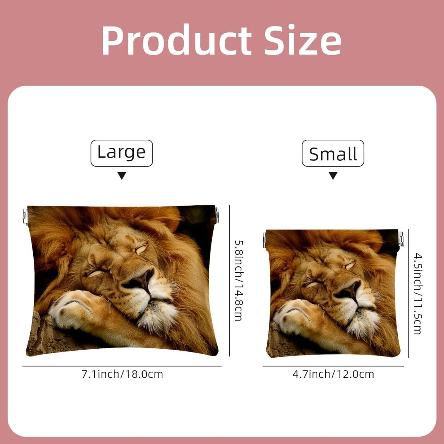 2 Pack Faux Leather Mini Makeup & Jewelry Storage Pouch, Lion Design - Image 2
