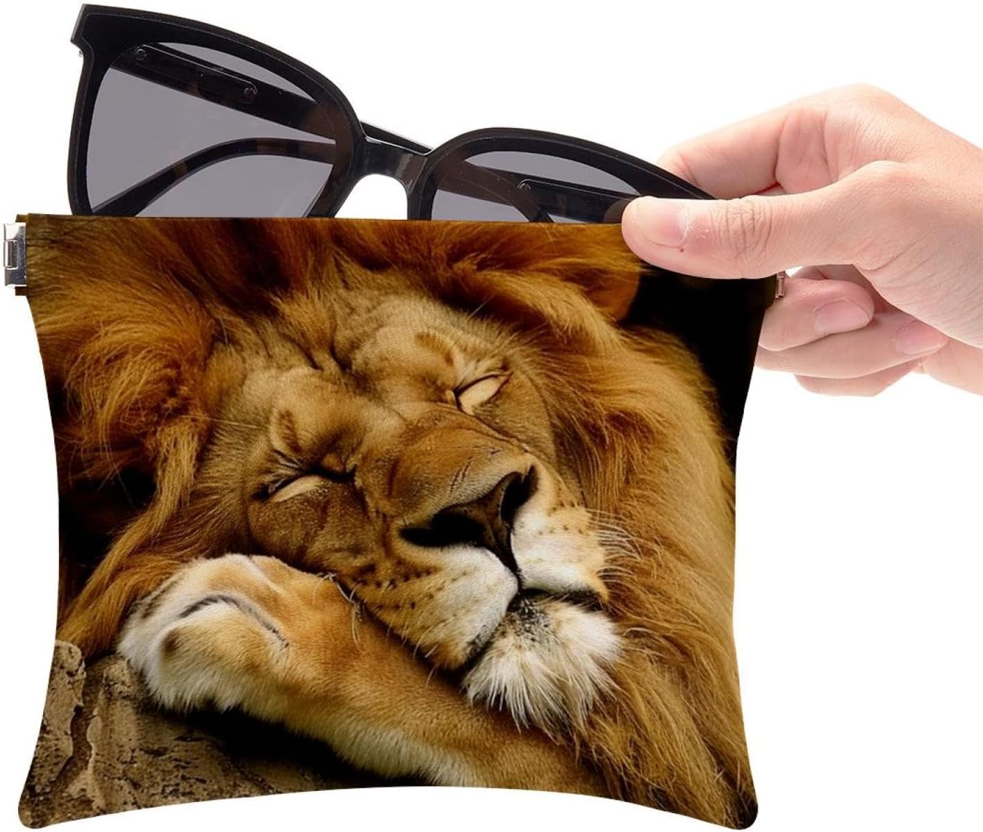 2 Pack Faux Leather Mini Makeup & Jewelry Storage Pouch, Lion Design - Image 6