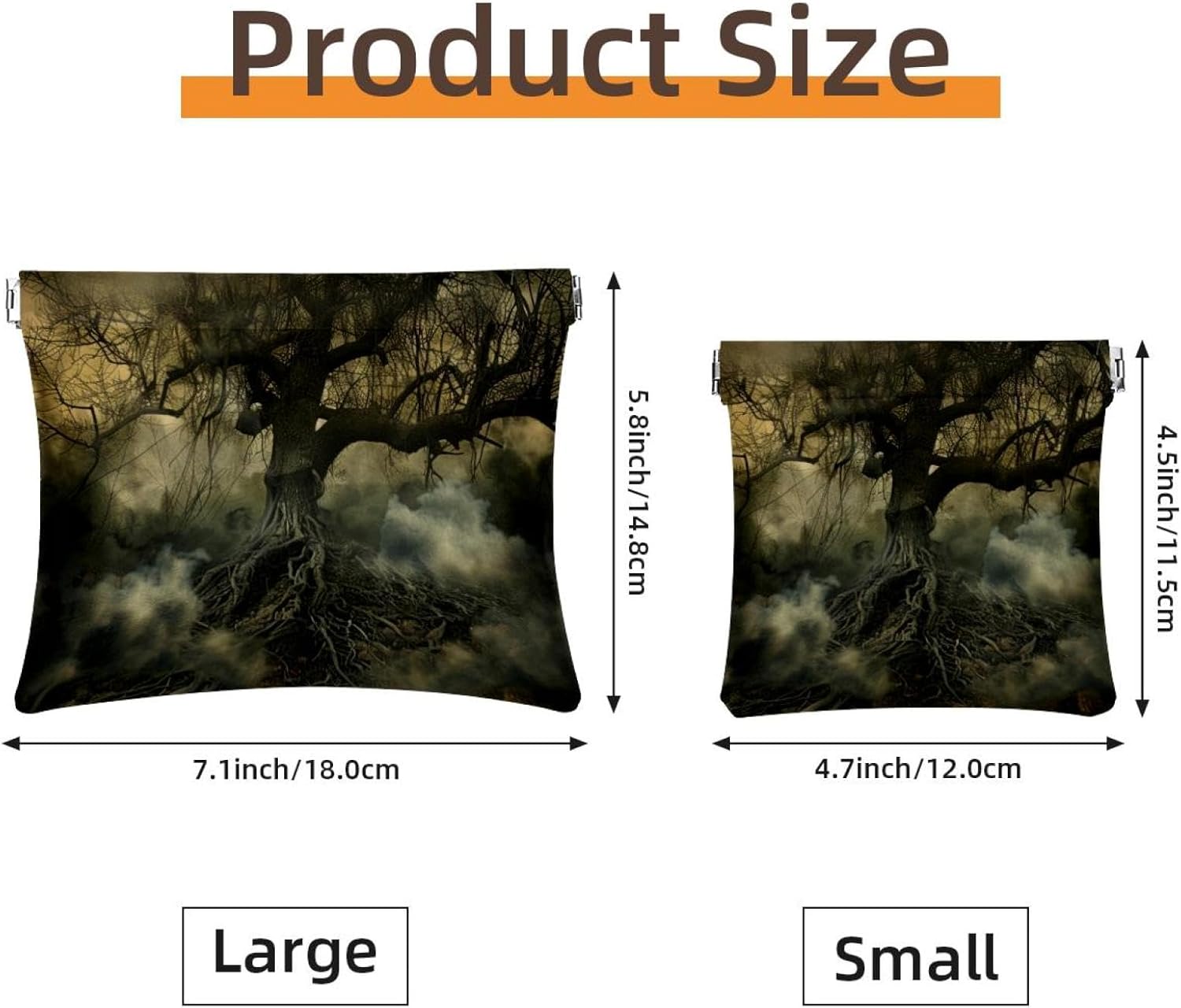 2 Pack Mini Faux Leather Cosmetic Bags - Halloween Tree & Skull Design - Image 2