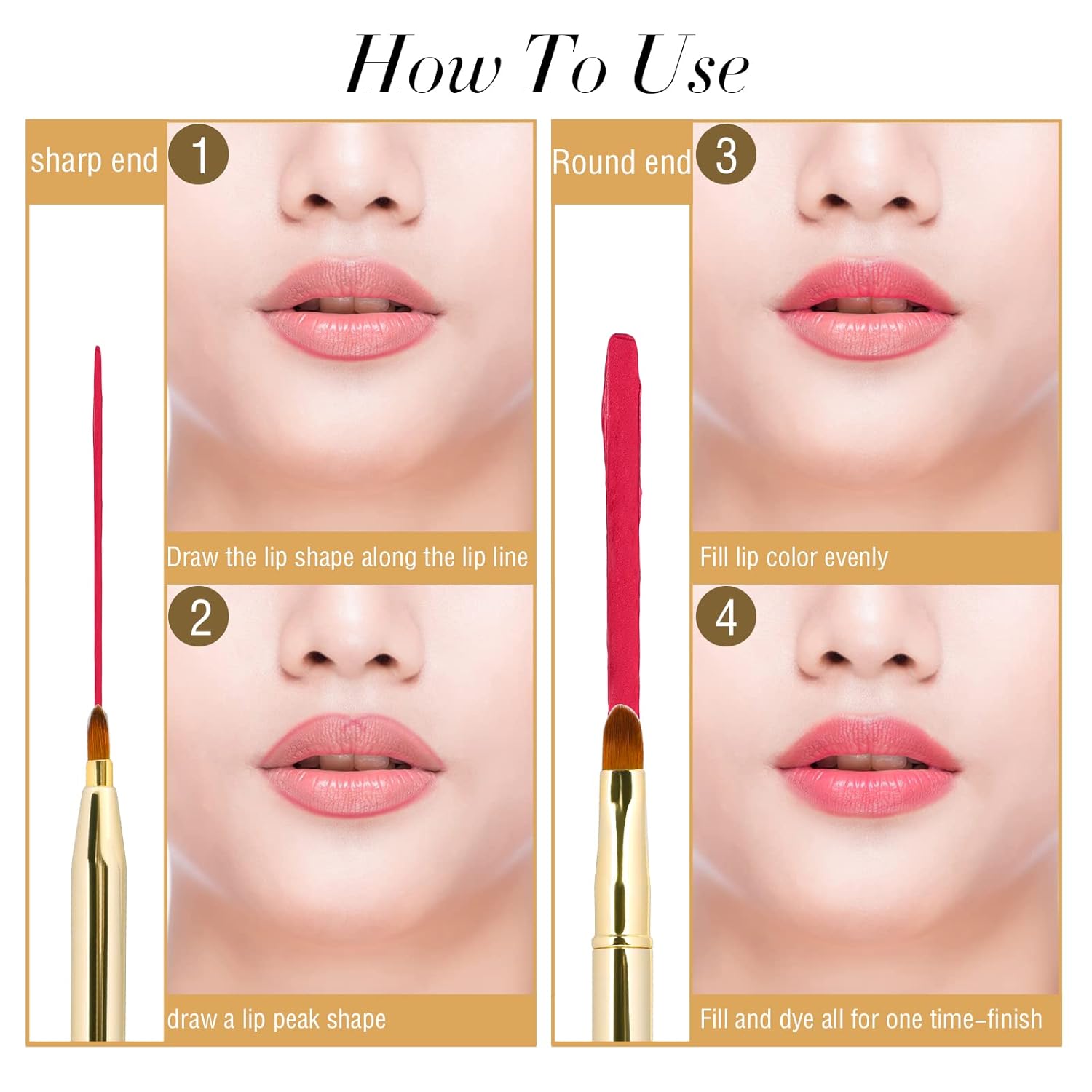 2-Pack Retractable Double-Ended Lip Brushes with Caps for Travel - Image 6
