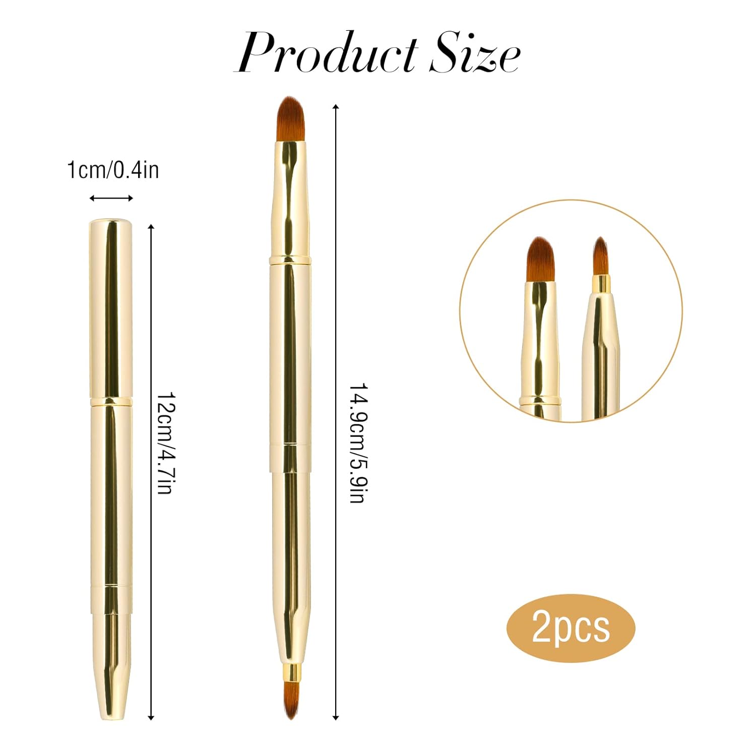 2-Pack Retractable Double-Ended Lip Brushes with Caps for Travel - Image 5