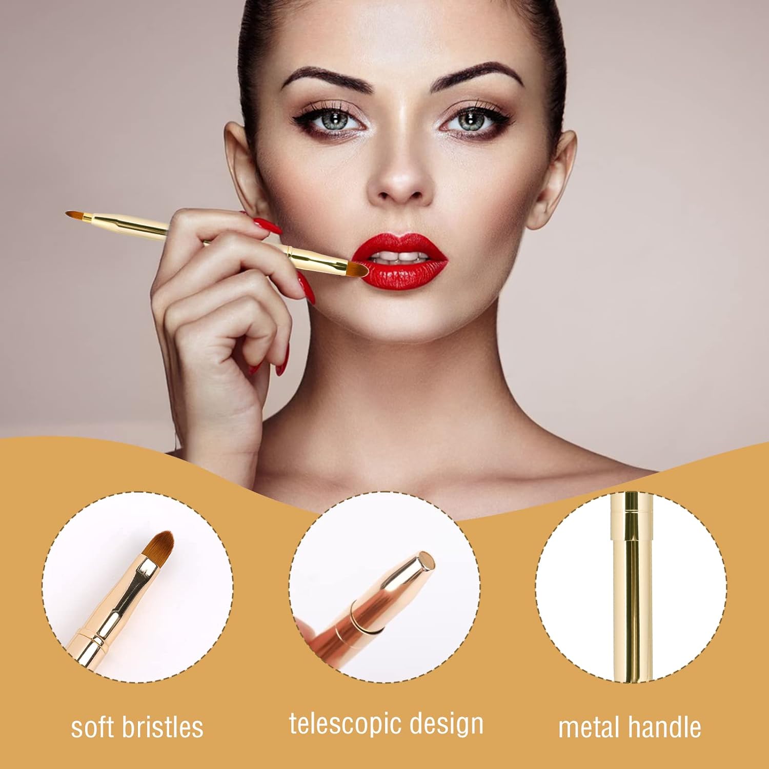 2-Pack Retractable Double-Ended Lip Brushes with Caps for Travel - Image 2
