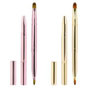 2-Pack Retractable Double-Ended Lip Brushes with Caps for Travel