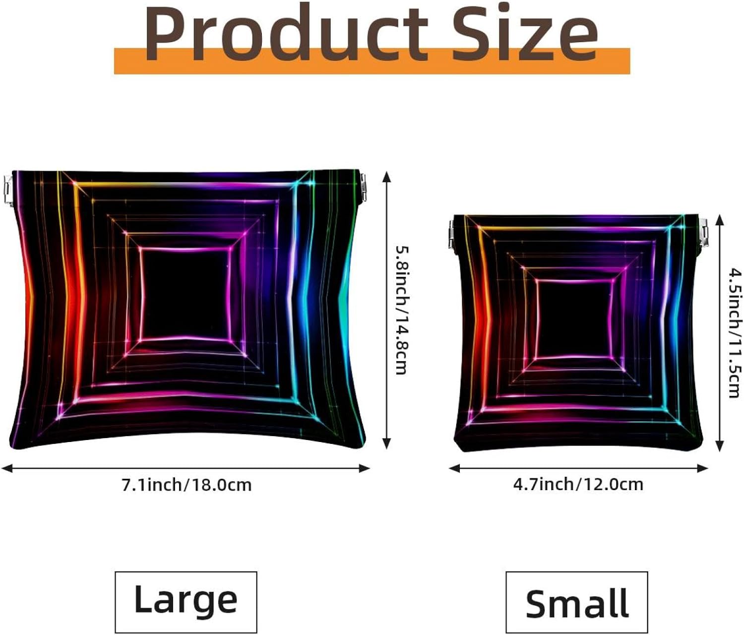 2 PCS Faux Leather Mini Makeup Bag, Portable Travel Kit with Colorful Squares - Image 2