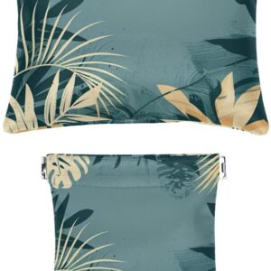 2 PCS Faux Leather Mini Makeup Bags with Bougainvillea Design for Travel