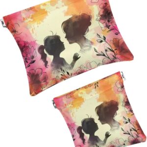 2 PCS Floral Faux Leather Mini Cosmetic Bags, Travel Pouch for Women