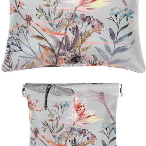 2 PCS Mini Faux Leather Cosmetic Bags, Travel Pouch for Lipstick, Dragonfly Design