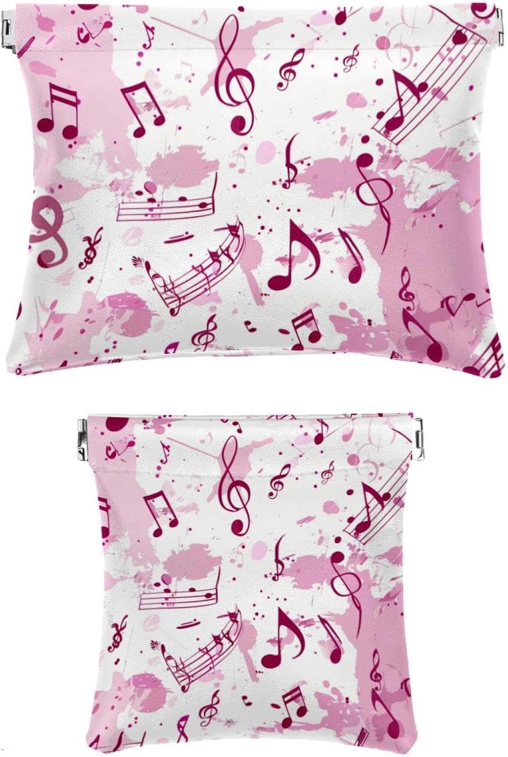2 Pcs Mini Faux Leather Cosmetic Bags, Travel Storage Pouch for Women, Purple Pink