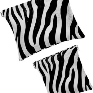 2 PCS Mini Faux Leather Makeup Bags, Zebra Stripes Travel Pouch for Women