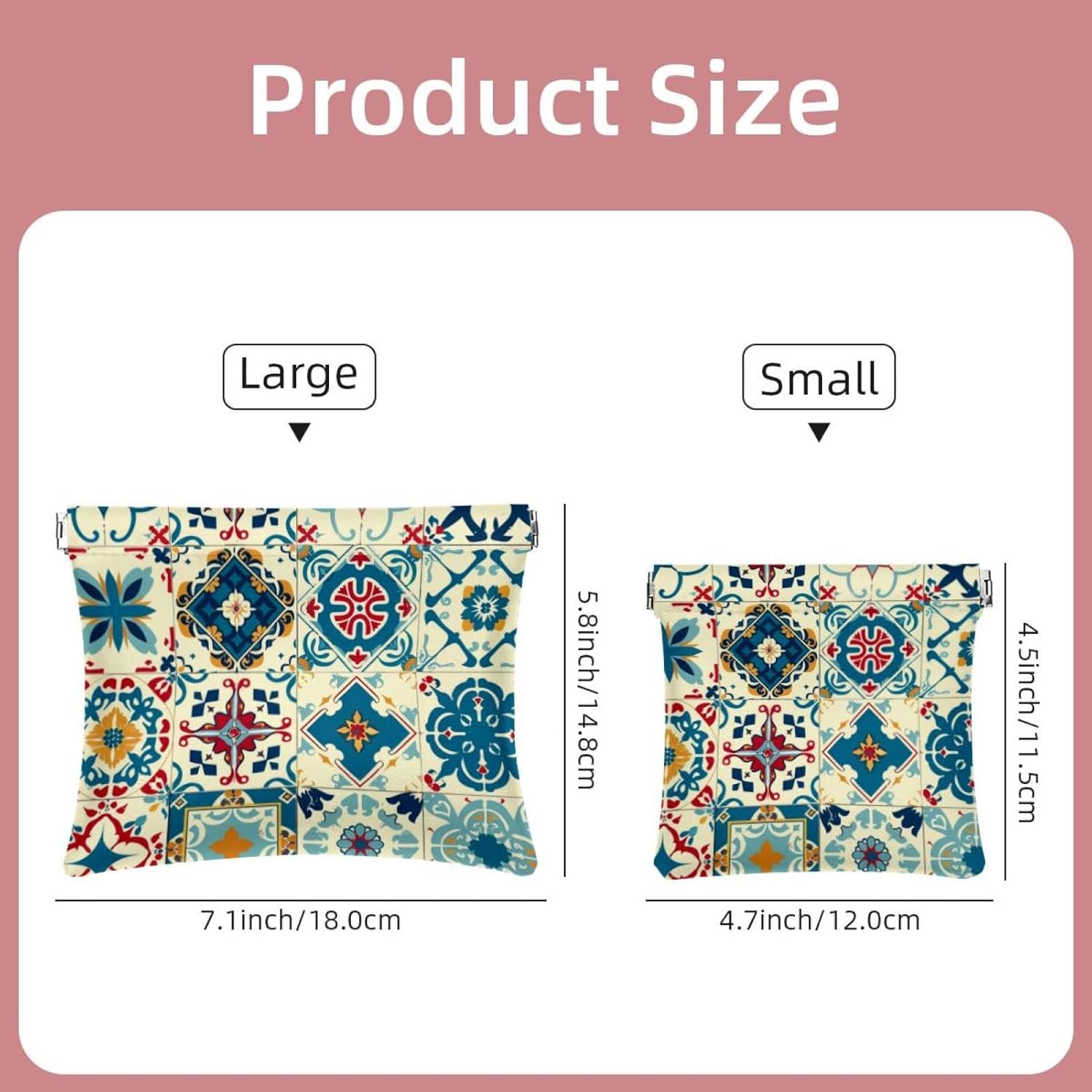 Faux Leather Mini Cosmetic Bags 2 Pcs Moroccan Design Small Travel Kit - Image 2