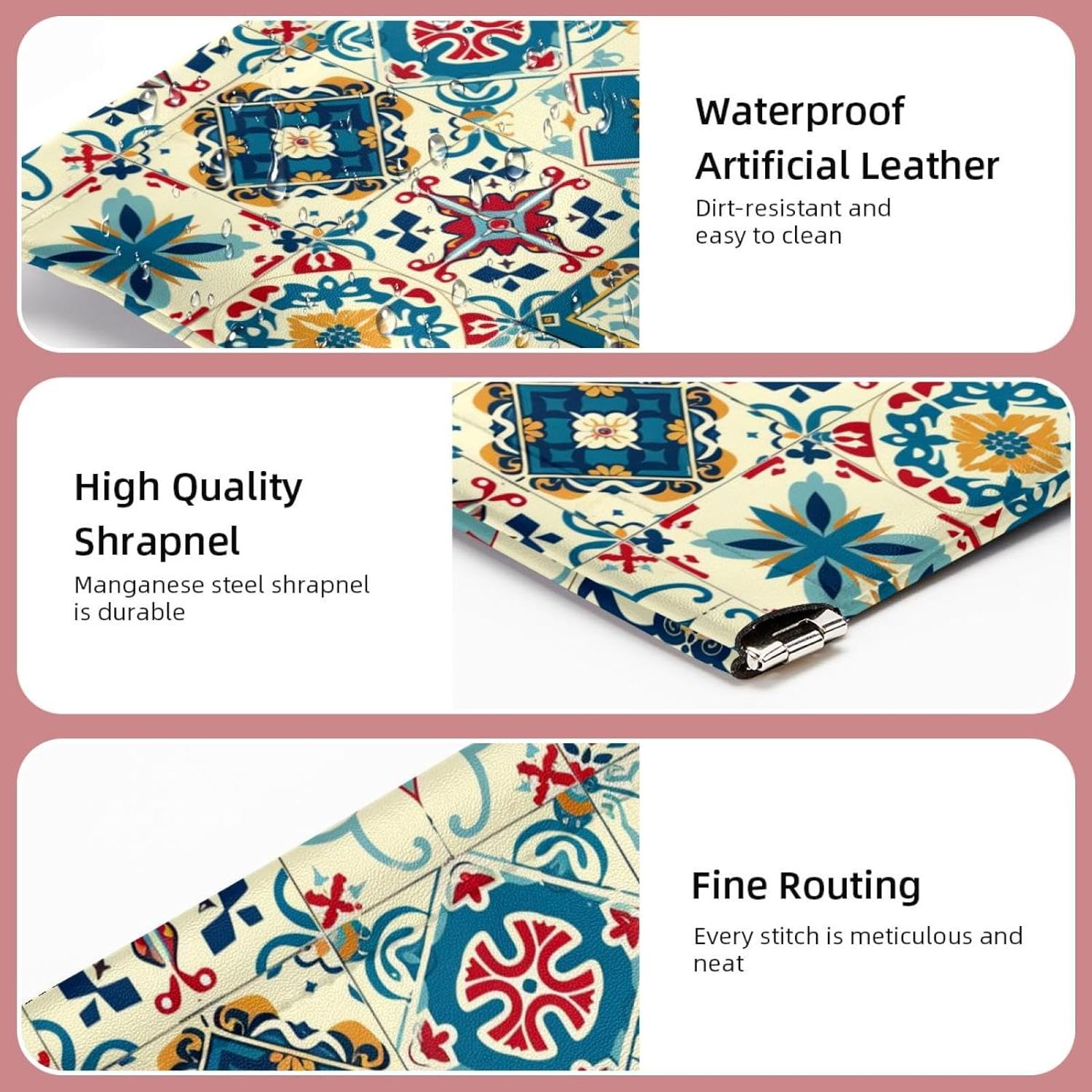 Faux Leather Mini Cosmetic Bags 2 Pcs Moroccan Design Small Travel Kit - Image 4