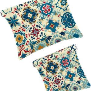 Faux Leather Mini Cosmetic Bags 2 Pcs Moroccan Design Small Travel Kit