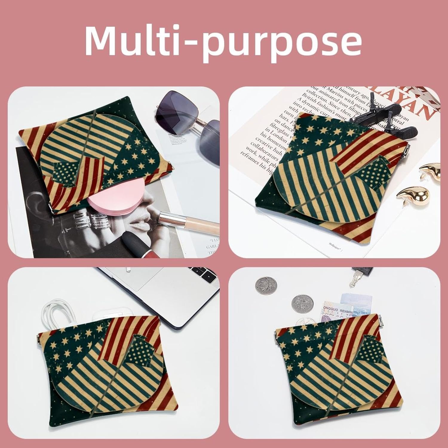 2 Piece Faux Leather Mini Cosmetic Bags for Women - Travel Lipstick Pouch - Image 5