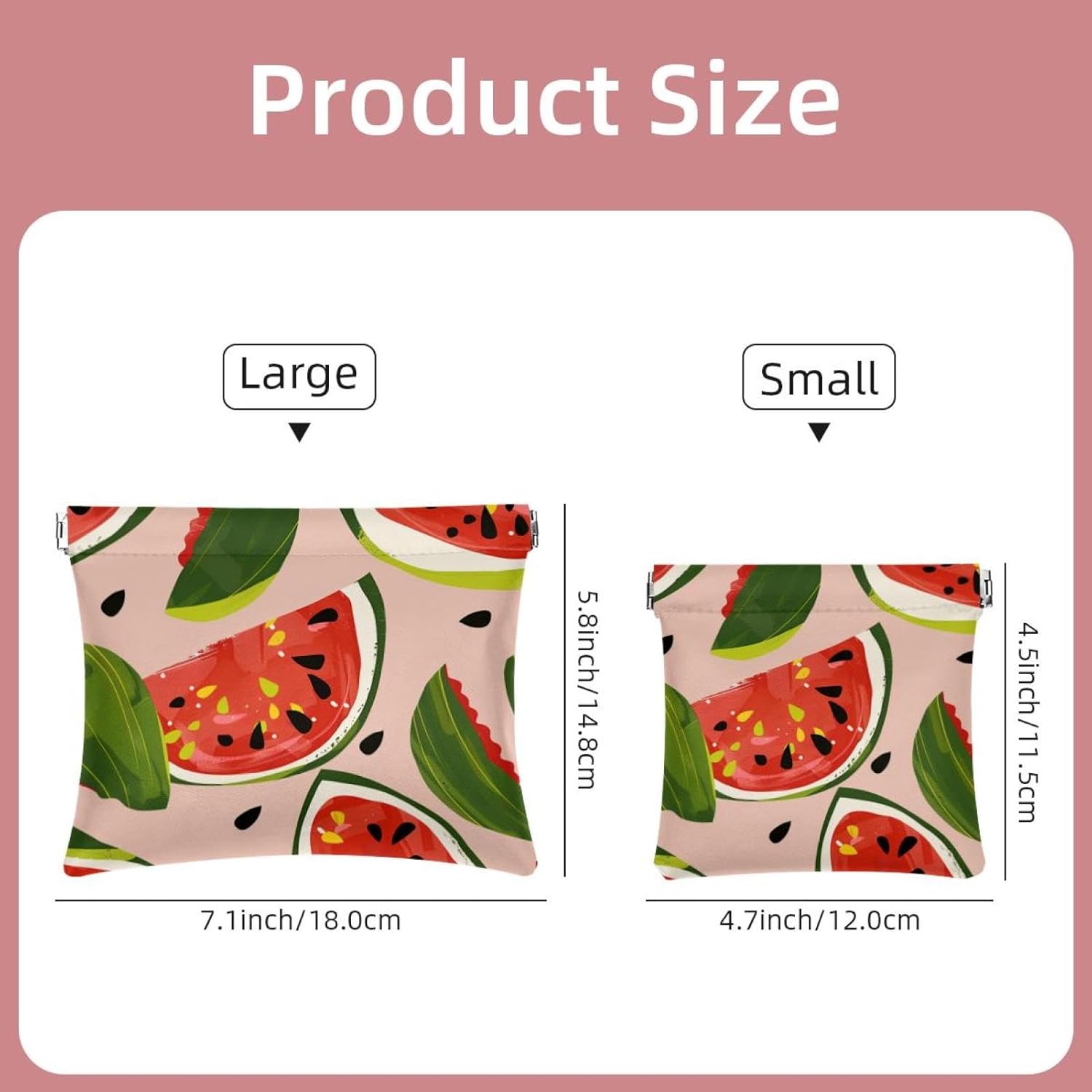 2-Piece Faux Leather Mini Makeup Pouch Set - Watermelon Pink Travel Kit - Image 2