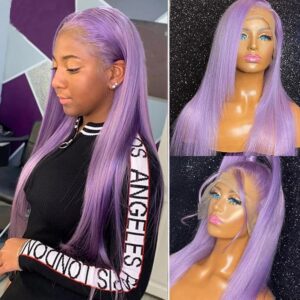 20 Inch Dark Purple Lace Front Wig, 13x4 HD Transparent Human Hair