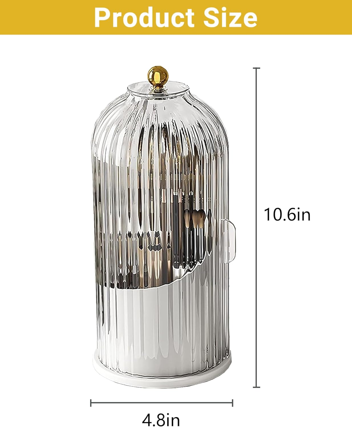 360° Rotating Dustproof Makeup Brush Holder with Lid for Vanity & Bathroom - Image 6