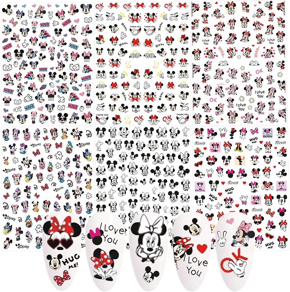 3D Cute Cartoon Nail Art Stickers - Self-Adhesive Decals, 6 PCS