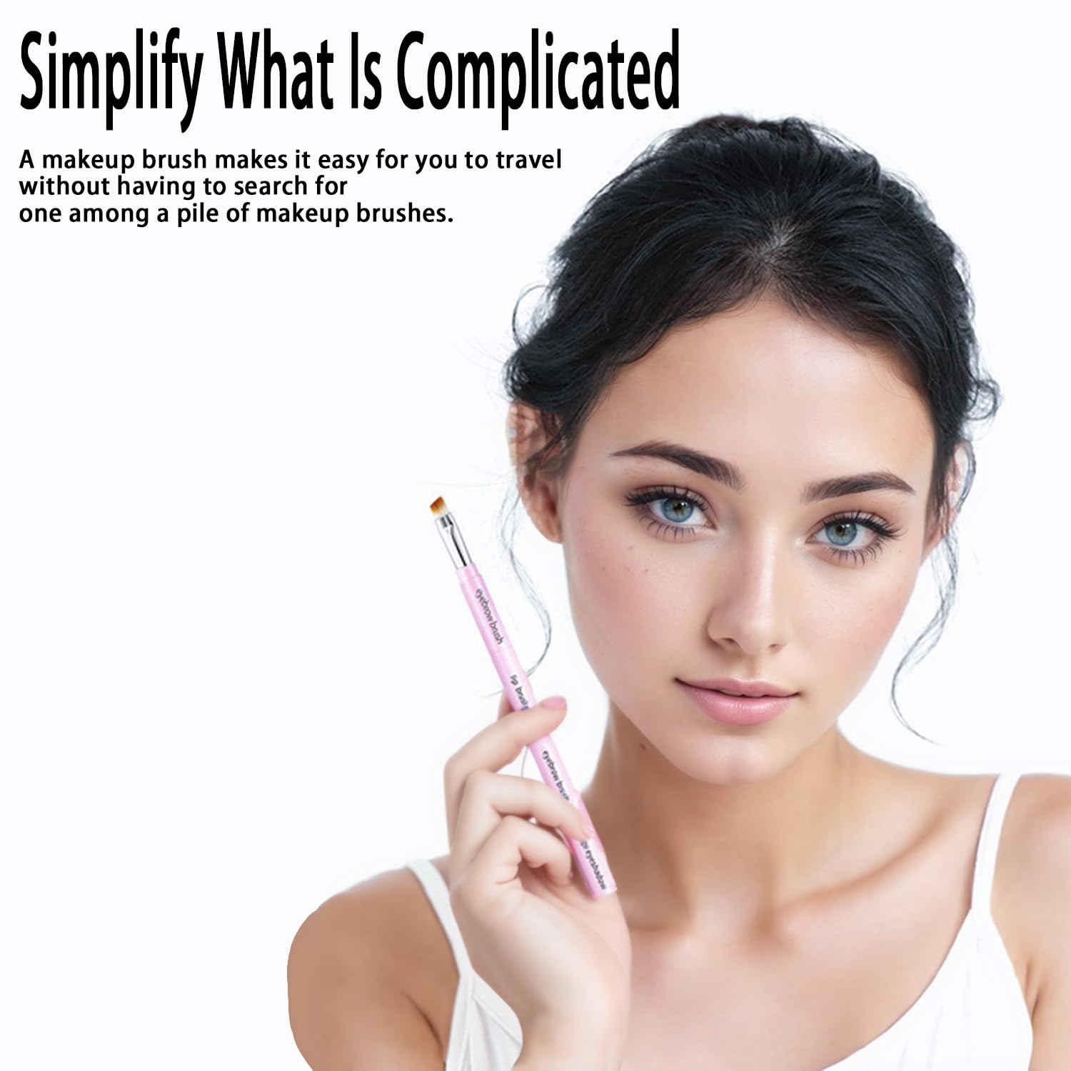 4-in-1 Portable Makeup Brush Set: Eyeshadow, Eyebrow, Lip & Screw Brush (Black/Pink) - Image 6