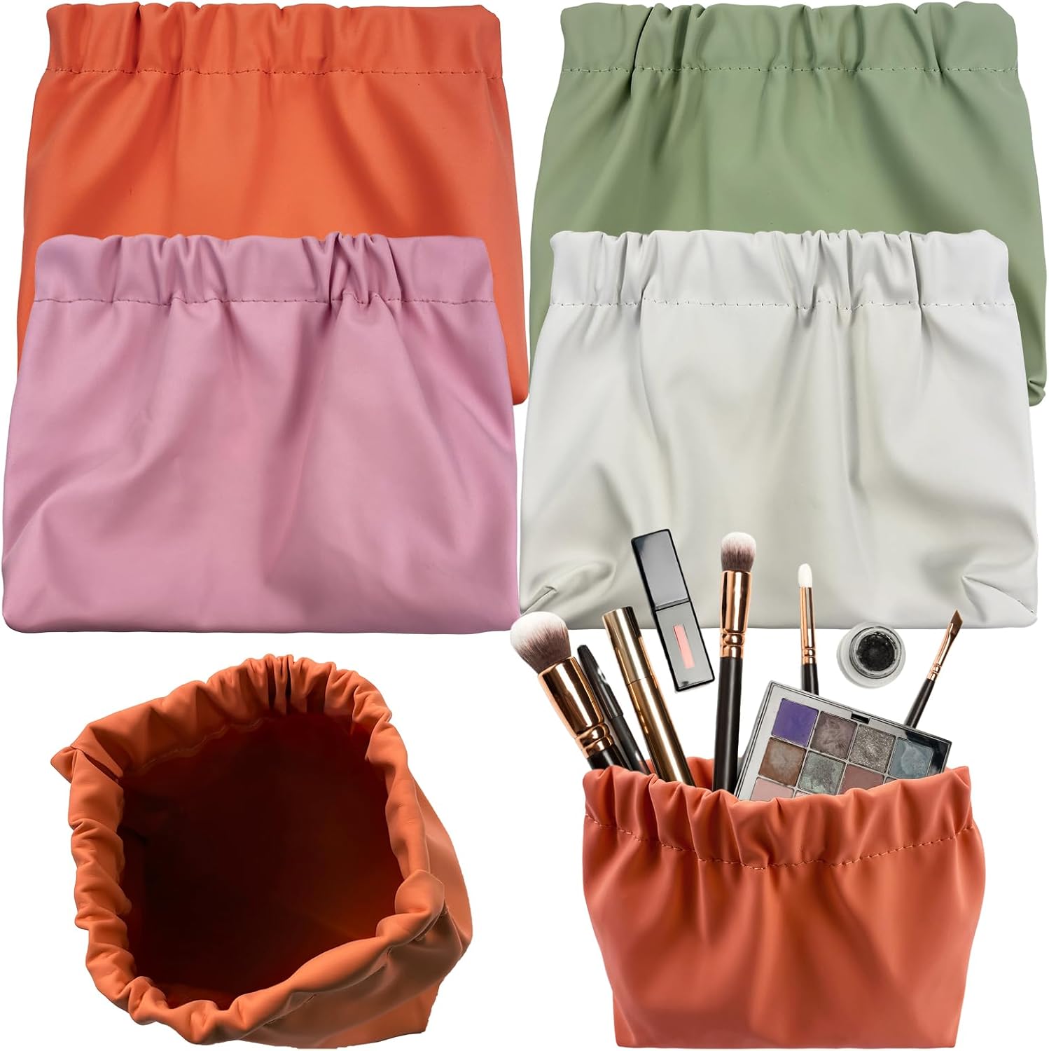 4 Pcs Small Makeup Bag, Small Purse Organizer Portable Popper Organizer Mini Cosmetic Bag Waterproof Pouch for Women Travel Self-closing Small Travel Kit Lipstick Cosmetic Storage Bag (B)
