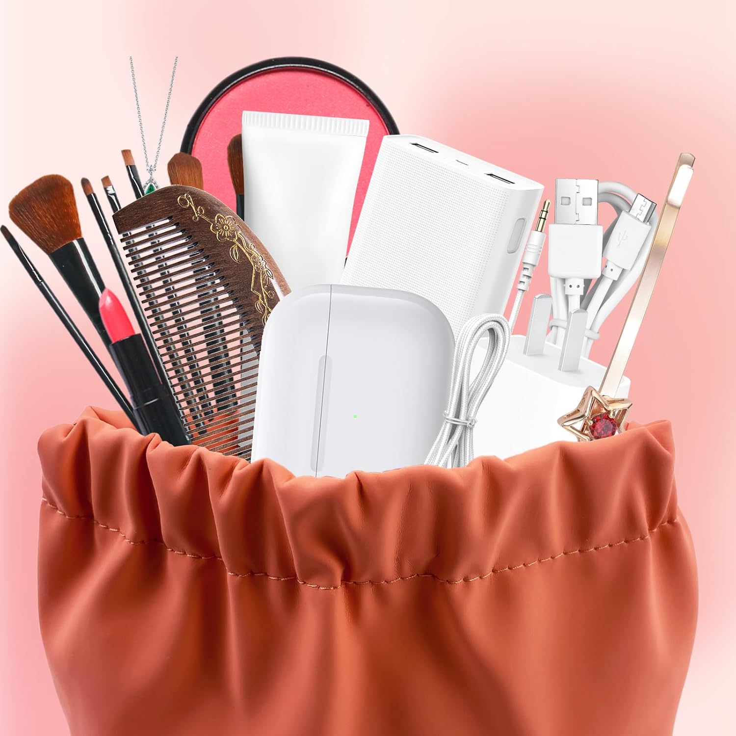 4 Pcs Small Makeup Bag, Small Purse Organizer Portable Popper Organizer Mini Cosmetic Bag Waterproof Pouch for Women Travel Self-closing Small Travel Kit Lipstick Cosmetic Storage Bag (B) - Image 4