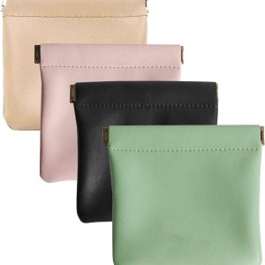 4pcs Small Makeup Bag for Purse, Mini Portable PU Leather Cosmetic Bags for Women, Coin Purse Lipstick Cosmetic Accessories Organizer, Small Travel Kit Storage Pouch.
