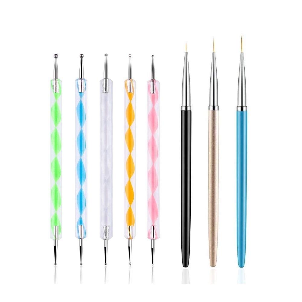 5PCS Dotting Pens & 3PCS Nail Brushes for Nail Art Design