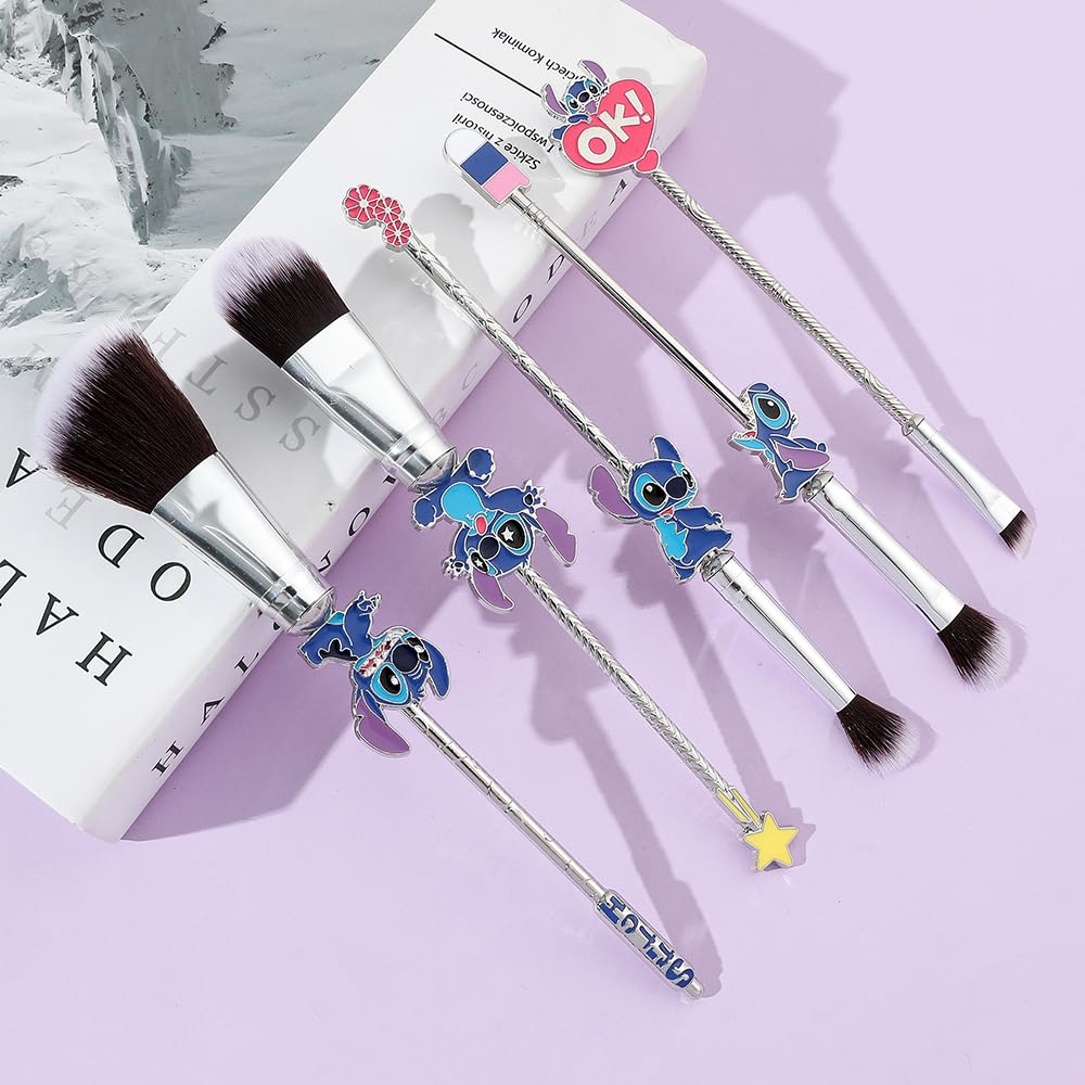 5Pcs Interstellar Baby Makeup Brush Set, Creative Stitch Theme, Premium Tools for Girls - Image 4