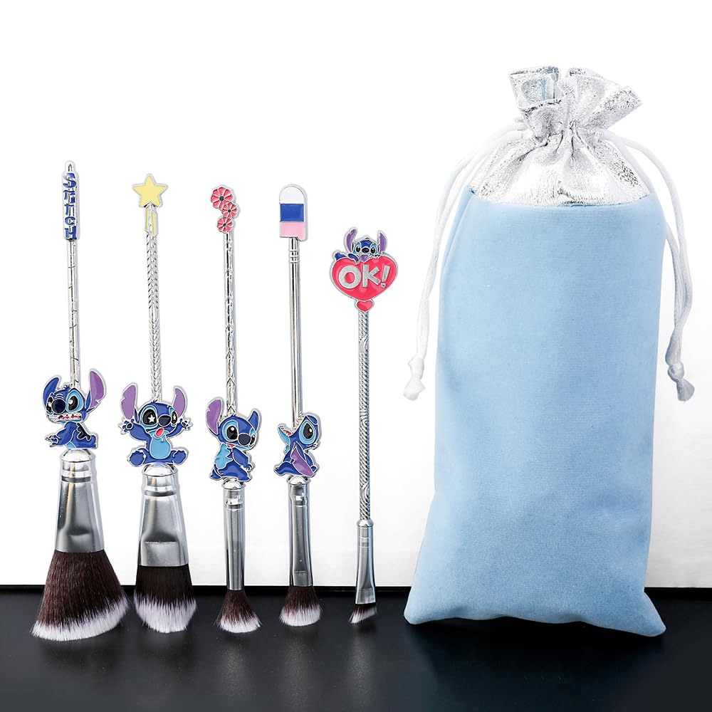 5Pcs Interstellar Baby Makeup Brush Set, Creative Stitch Theme, Premium Tools for Girls - Image 2