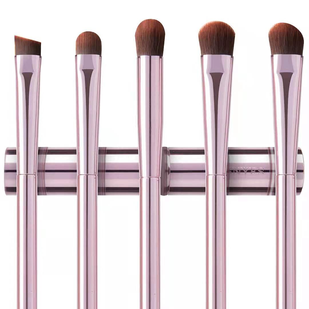 5pcs Pink Eye Makeup Brush Set with Case for Travel