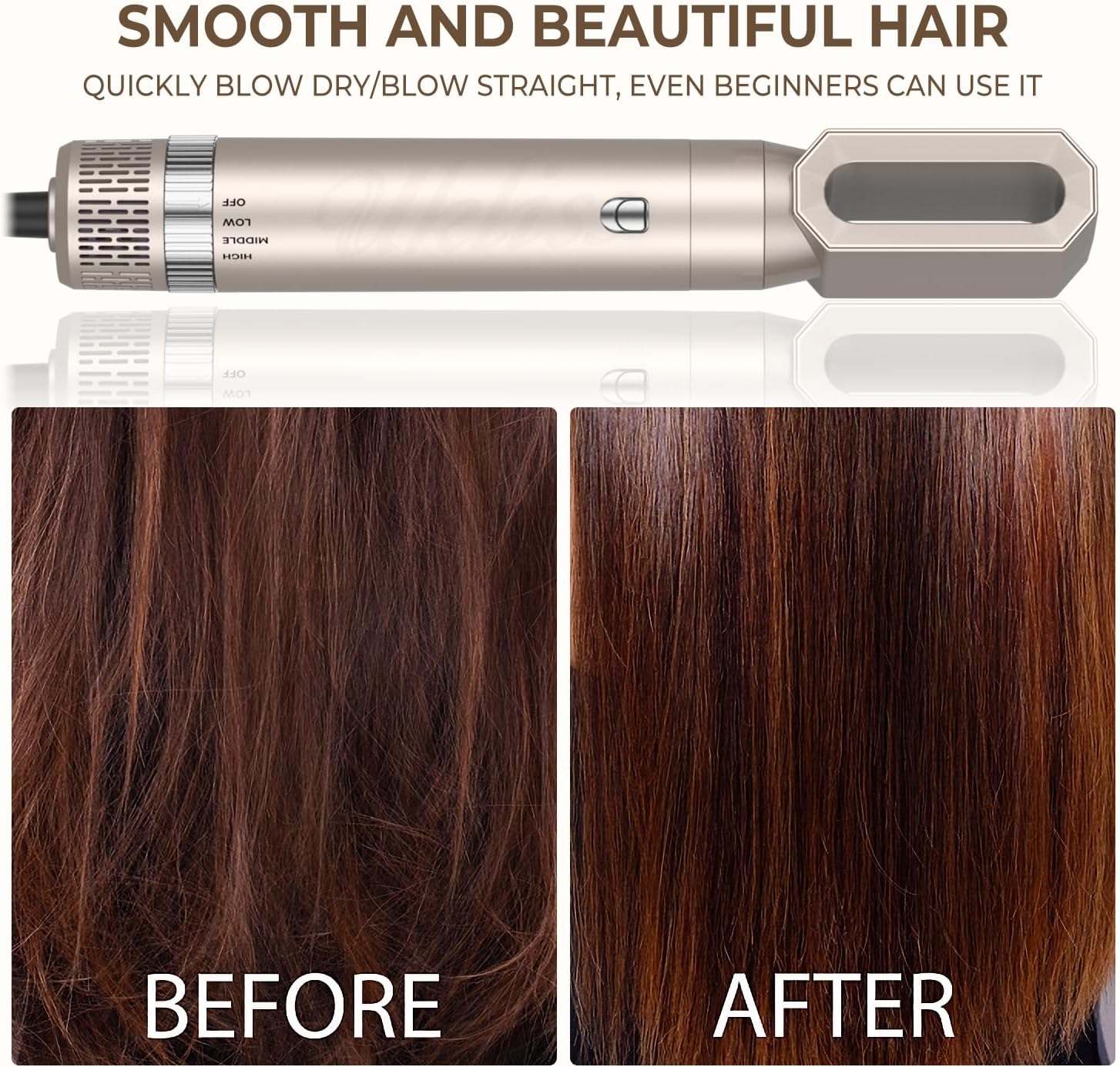 6 in 1 Gold Multifunction Air Styler & Hair Dryer Brush - Image 8
