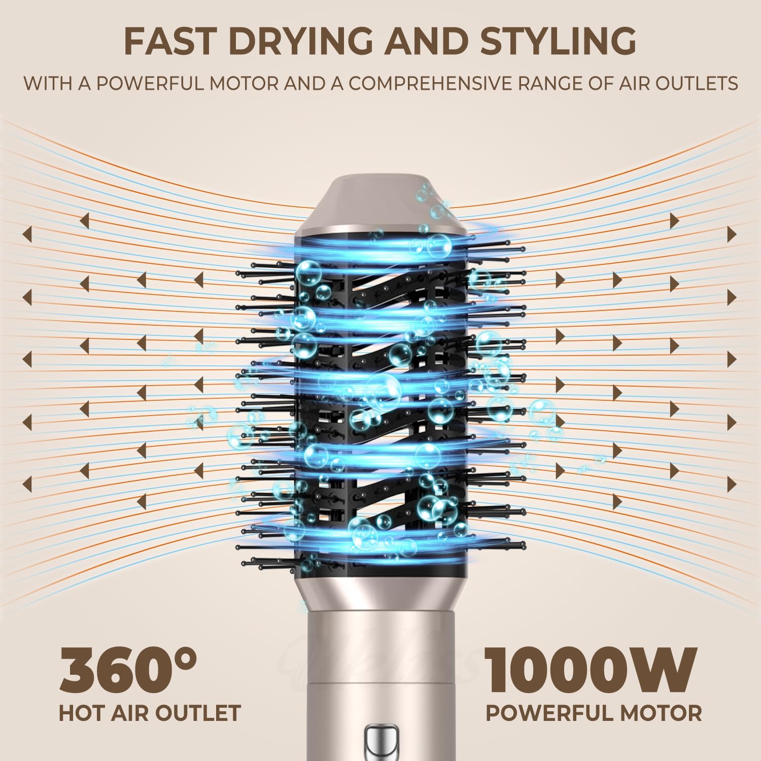 6 in 1 Gold Multifunction Air Styler & Hair Dryer Brush - Image 3